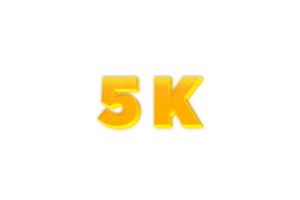 5 k subscribers celebration greeting Number with yellow design png