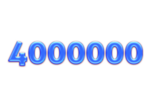 4000000 subscribers celebration greeting Number with blue glosse design png