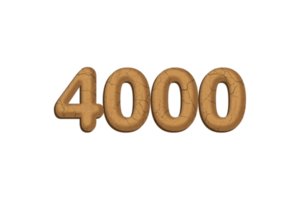 4000 subscribers celebration greeting Number with mud design png