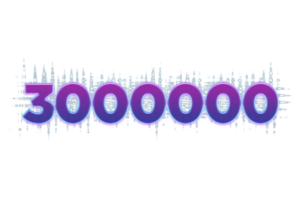 3000000 iscritti celebrazione saluto numero con viola raggiante design png