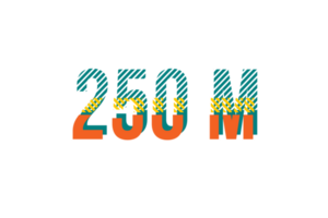 250 million subscribers celebration greeting Number with stripe design png