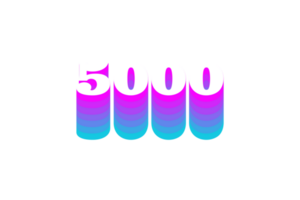 5000 subscribers celebration greeting Number with multi color design png
