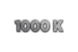 1000 k subscribers celebration greeting Number with concrete design png