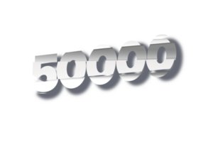 50000 subscribers celebration greeting Number with cutting design png