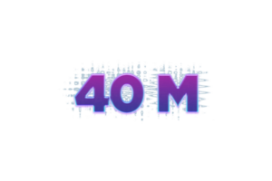 40 millón suscriptores celebracion saludo número con púrpura brillante diseño png