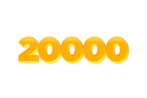 20000 subscribers celebration greeting Number with yellow design png