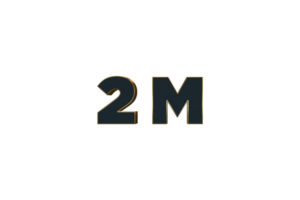 2 million subscribers celebration greeting Number with luxury design png