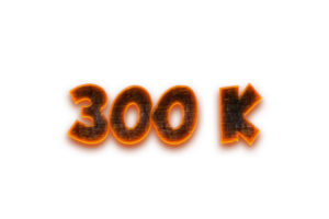 300 k subscribers celebration greeting Number with coal design png