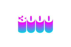 3000 iscritti celebrazione saluto numero con Multi colore design png