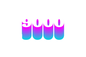 9000 subscribers celebration greeting Number with multi color design png