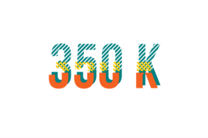 350 k subscribers celebration greeting Number with strips design png