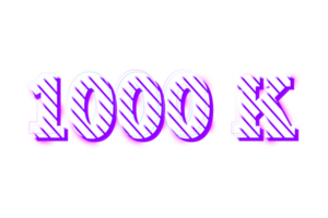 1000 k subscribers celebration greeting Number with stripe design png