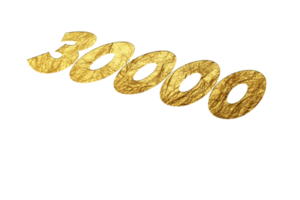 30000 subscribers celebration greeting Number with golden paper design png