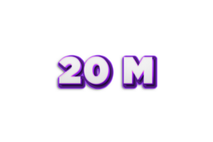 20 millón suscriptores celebracion saludo número con púrpura 3d diseño png