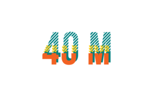 40 million subscribers celebration greeting Number with strips design png