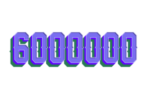 6000000 subscribers celebration greeting Number with vintage design png