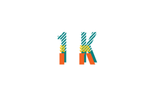 1 k subscribers celebration greeting Number with strips design png