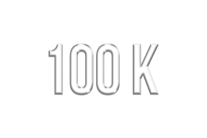 100 k subscribers celebration greeting Number with silver design png