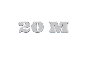 20 million subscribers celebration greeting Number with glass design png