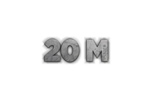 20 million subscribers celebration greeting Number with concrete design png