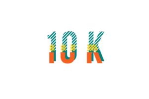 10 k subscribers celebration greeting Number with stripe design png