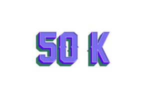 50 k subscribers celebration greeting Number with vintage design png