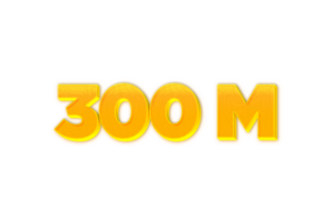 300 million subscribers celebration greeting Number with yellow design png