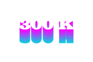 300 k subscribers celebration greeting Number with multi color design png