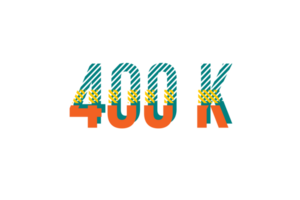 400 k subscribers celebration greeting Number with strips design png