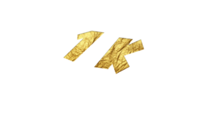 1 k subscribers celebration greeting Number with golden paper design png