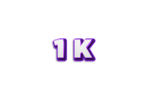 1 k subscribers celebration greeting Number with purple 3d design png