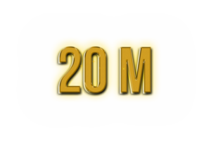 20 million subscribers celebration greeting Number with golden design png