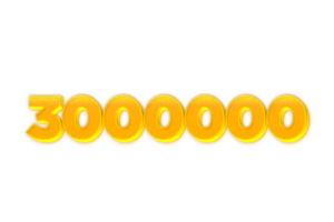 3000000 subscribers celebration greeting Number with yellow design png