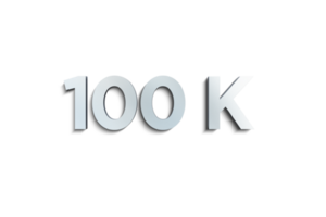 100 k subscribers celebration greeting Number with steel design png