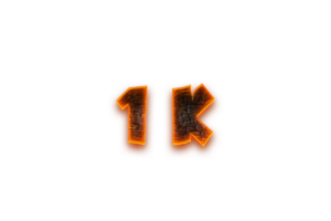 1 k subscribers celebration greeting Number with coal design png