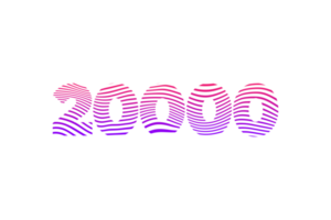 20000 suscriptores celebracion saludo número con olas diseño png