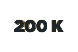 200 k subscribers celebration greeting Number with luxury design png