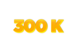 300 k subscribers celebration greeting Number with yellow design png