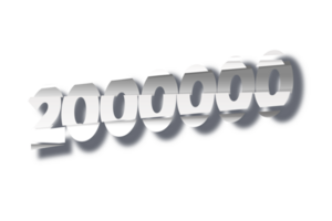 2000000 subscribers celebration greeting Number with cutting design png
