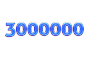 3000000 suscriptores celebracion saludo número con azul brillo diseño png