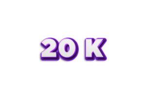 20 K iscritti celebrazione saluto numero con viola 3d design png