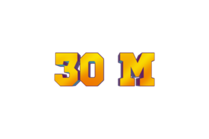 30 million subscribers celebration greeting Number with 3d design png