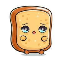 Cute funny scared toast character. Vector hand drawn traditional cartoon vintage, retro, kawaii character illustration icon. Isolated white background. Cry Sliced toast bread character concept