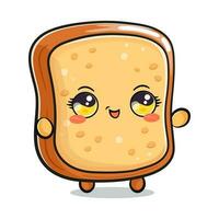 Cute funny toast waving hand. Vector hand drawn cartoon kawaii character illustration icon. Isolated on white background. Sliced toast bread character concept