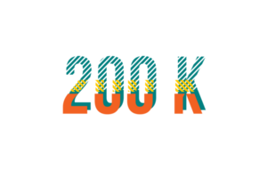 200 k subscribers celebration greeting Number with strips design png