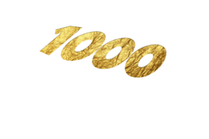 1000 subscribers celebration greeting Number with golden paper design png