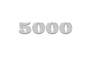 5000 subscribers celebration greeting Number with glass design png