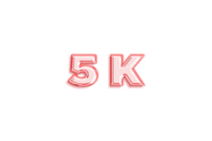 5 k subscribers celebration greeting Number with rose gold design png