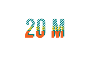 20 million subscribers celebration greeting Number with strips design png