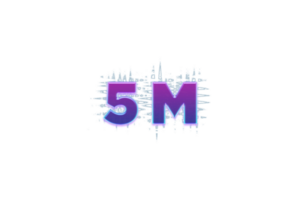 5 Million Abonnenten Feier Gruß Nummer mit lila glühend Design png